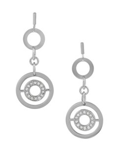 Sterling Silver CZ Dangle Circles Earrings
