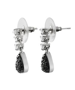 Sterling Silver Black CZ Teardrop Earrings