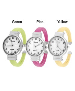 Geneva Platinum Colored Small Cuff Watch