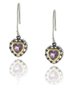Sterling Silver Amethyst Heart Earrings