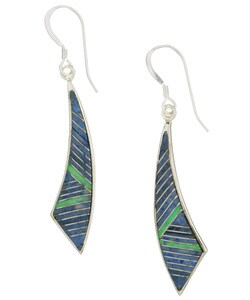 Sterling Silver Denim Lapis and Opal Earrings