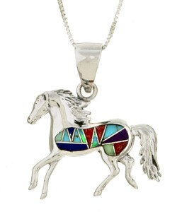 Sterling Silver Multi-stone Horse Necklace