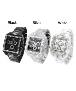 Geneva Platinum Men's Square Bezel Link Watch