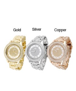 Geneva Platinum Men's Round Bezel Metal Link Watch