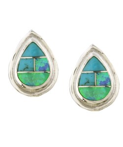 Sterling Silver Turquoise and Opal Earrings
