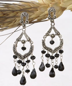 Marcasite and Onyx Chandelier Earrings (USA)