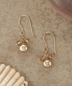 Gold Filled Champagne Pearl Earrings (USA)