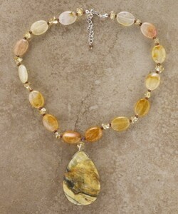 Picture Jasper and Yellow Jade Sunset Necklace (USA)