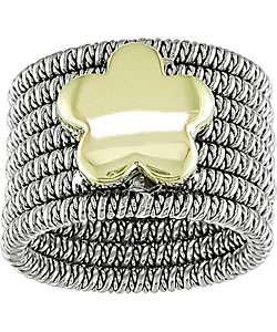 18k Two-tone Gold Flower Ring