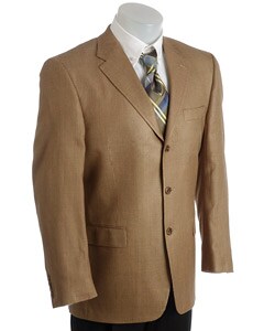 Claiborne Tan Check 3-button Silk Blazer
