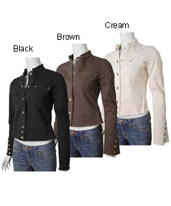 Adriana Junior's Distressed Mandarin Collar Jacket