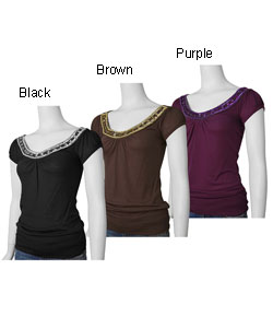 Logos Junior's Cap Sleeve Jewel Neck Top