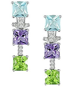 18k Gold Gemstone 1/5ct TDW Diamond Drop Earrings