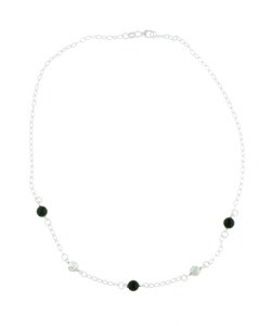 Sterling Silver Black Onyx Silver Bead Necklace