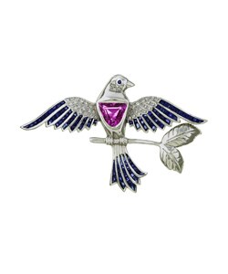 Encore by Le Vian 18k Gold Sapphire 1/5ct TDW Diamond Bird Pin