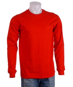 Woodlake Men's Red Long-sleeve Pocket Tee Shirt