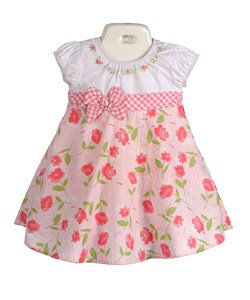 Baby Togs Infant Girl's Peach Floral Print Dress