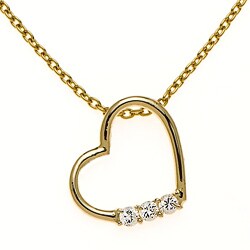 14k Yellow Gold Polished 3-stone Heart Necklace