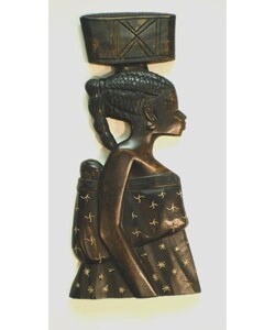 Wood African Mother Profile Wall Hanging (Ghana)