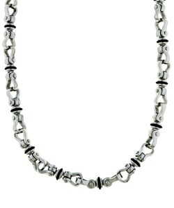 Stainless Steel and Black Rubber Neck Chain