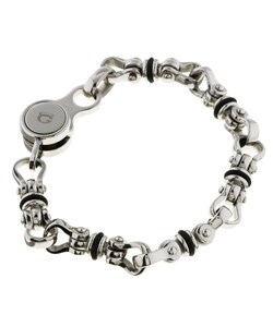 Stainless Steel and Black Rubber Bracelet