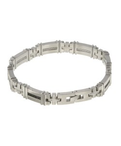 Stainless Steel and Black Cable Link Bracelet