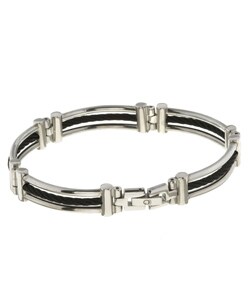 Stainless Steel and Black Cable Bracelet