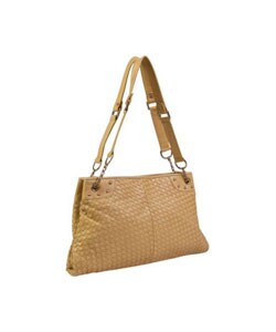 Aspects Camel Woven Leather Double Handle Bag