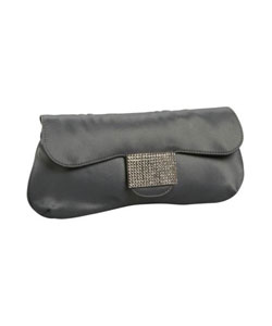 Aspects Pewter Satin Clutch with Crystal Detail