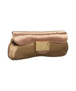 Aspects Bronze Satin Clutch with Crystal Detail