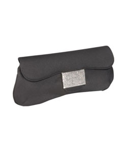 Aspects Black Satin Clutch with Crystal Detail