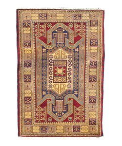 Indo Kazak Hand-knotted Red/ Gold Rug (6' x 9')