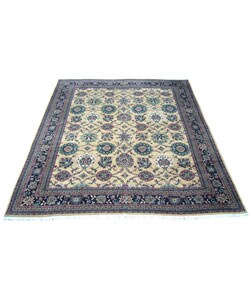 Indo Mahal Hand-knotted Gold/ Black Rug (11'9 x 14'8)