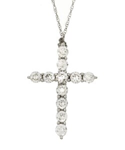 14k White Gold 1ct TDW Diamond Cross Necklace (G-H, I1)