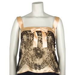 Valentino Roma Peach Silk/ Lace Overlay Camisole