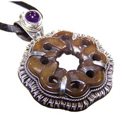 Amethyst and Serpentine Pendant (Indonesia)