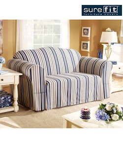 Sure Fit Indigo Stripe Sofa Slipcover