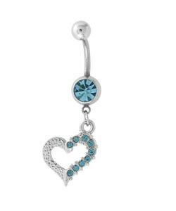 Surgical Steel Dangling Heart Barbell (Case of 4)