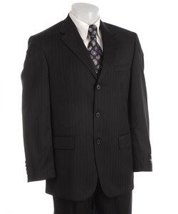 Andrew Fezza Men's Navy Pinstripe Wool Suit