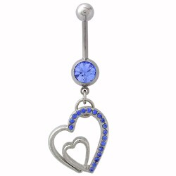 Dangling Intertwined Hearts Curved Belly Rings (Case of 4)