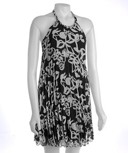 Max & Cleo Braided Halter Pleated Chiffon Dress