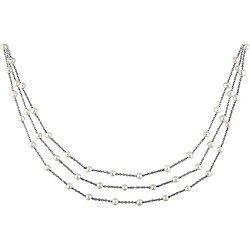 Sterling Silver 3-strand Graduated Pearl Necklace (4-5mm)