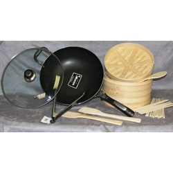 19-piece Non-stick Wok/ Bamboo Steamer Set