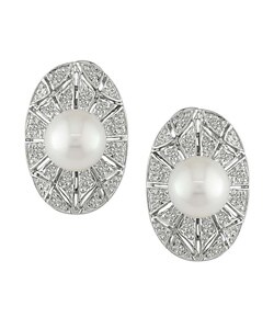 14k Gold 1/3ct TDW Diamond and FW Pearl Earrings