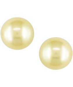 14k Gold Golden South Sea Pearl Earrings (9-10mm)