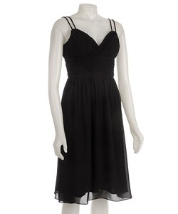 S.L. Fashions Ruched Bust Braided Strap Evening Dress