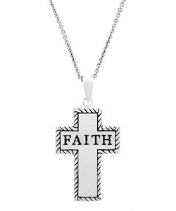 Sterling Silver 'Faith' Cross Necklace