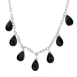 Sterling Silver Black Onyx Briolette Necklace