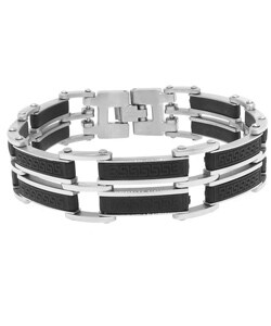 Stainless Steel and Rubber Men's Bracelet