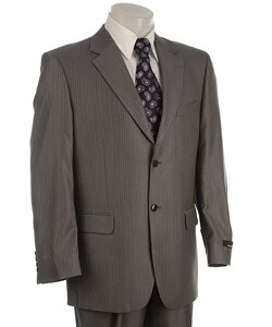 Famous NY Maker Men's Grey Stripe Wool Suit